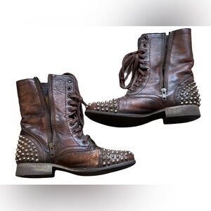 Steve Madden Tarnney Leather Spiked
Combat Boots